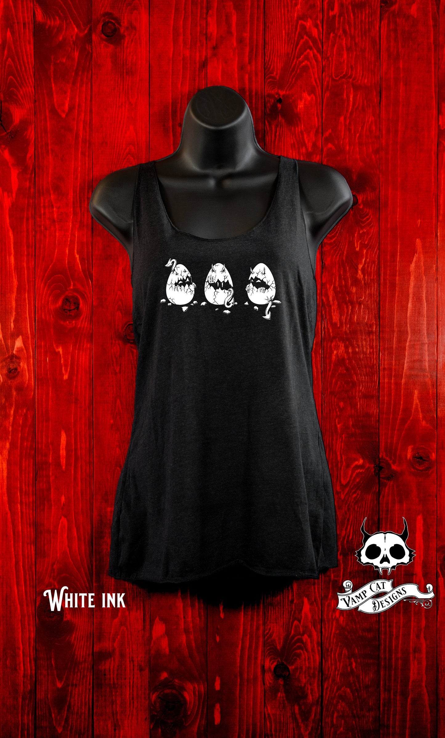 Deviled Eggs Tank Top-Funny Illustration-Little Devils-Gothic Art T-shirt-Flowy Tank-Egg Puns Tee-Hand Drawn Design-Cute Egg Art-Cartoons