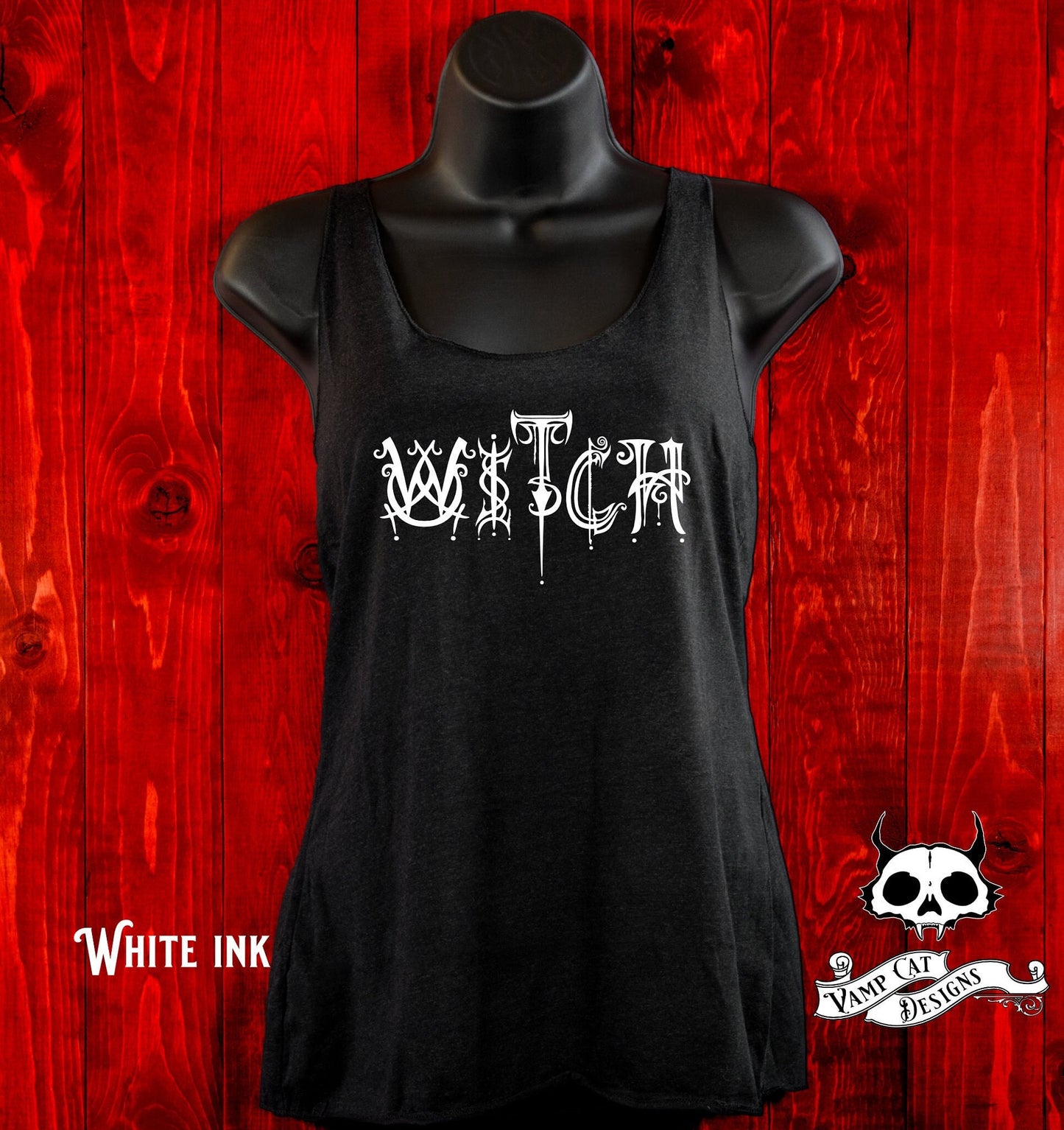 Witch Shirt-Tank Top-Witch Word-Illustration-Hand Drawn Letters-Witchy-Dark Apparel-Occult Tees-Witch Gothic Tee-Magic Crafts-Word Shirts