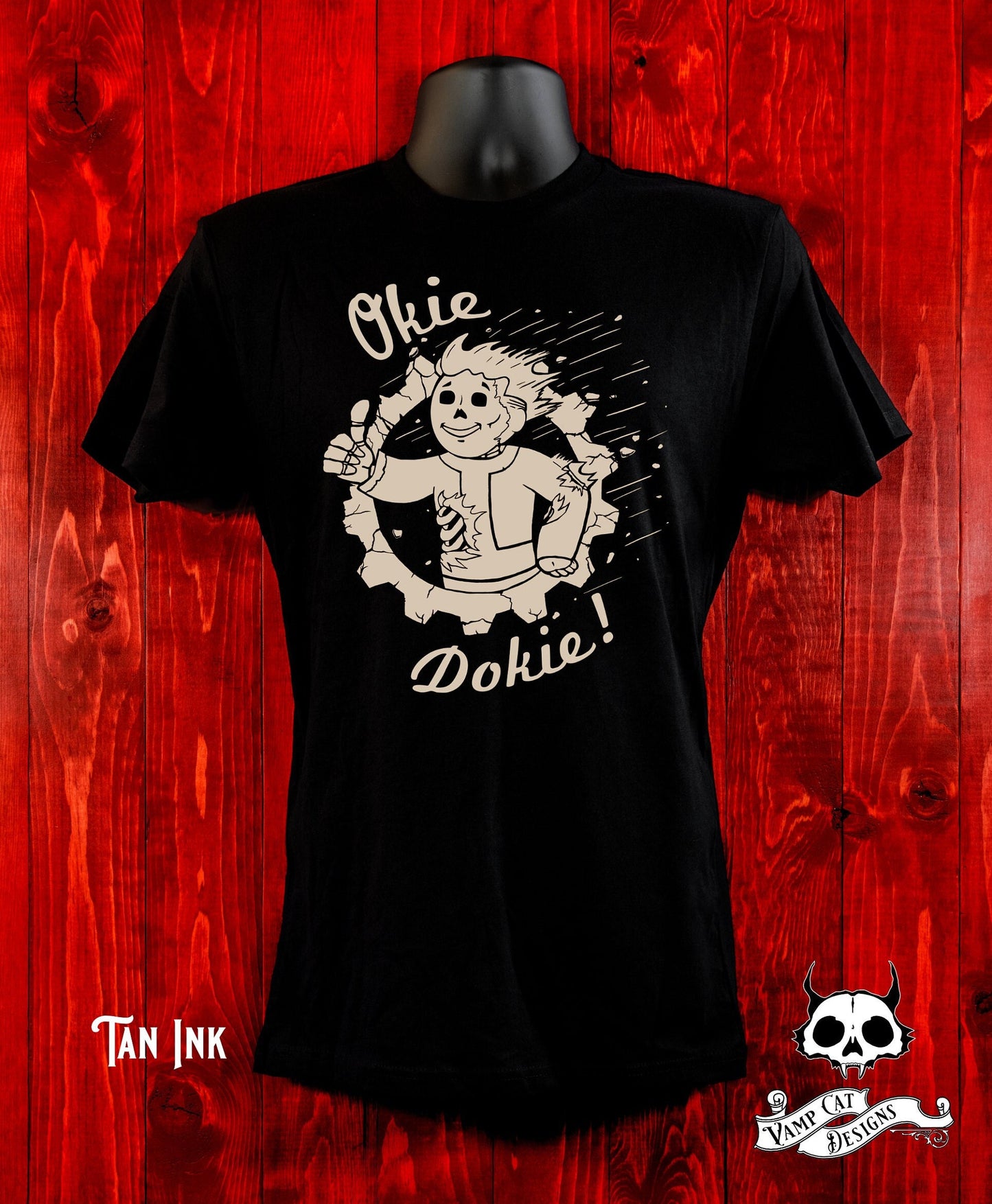 Okie Dokie Shirt-Unisex Tee-Gamer Fan Art- Fallout Inspired Art-Post Apocalyptic T-shirt-Dark Humor-Video Game Art-Hand Drawn Design Shirt
