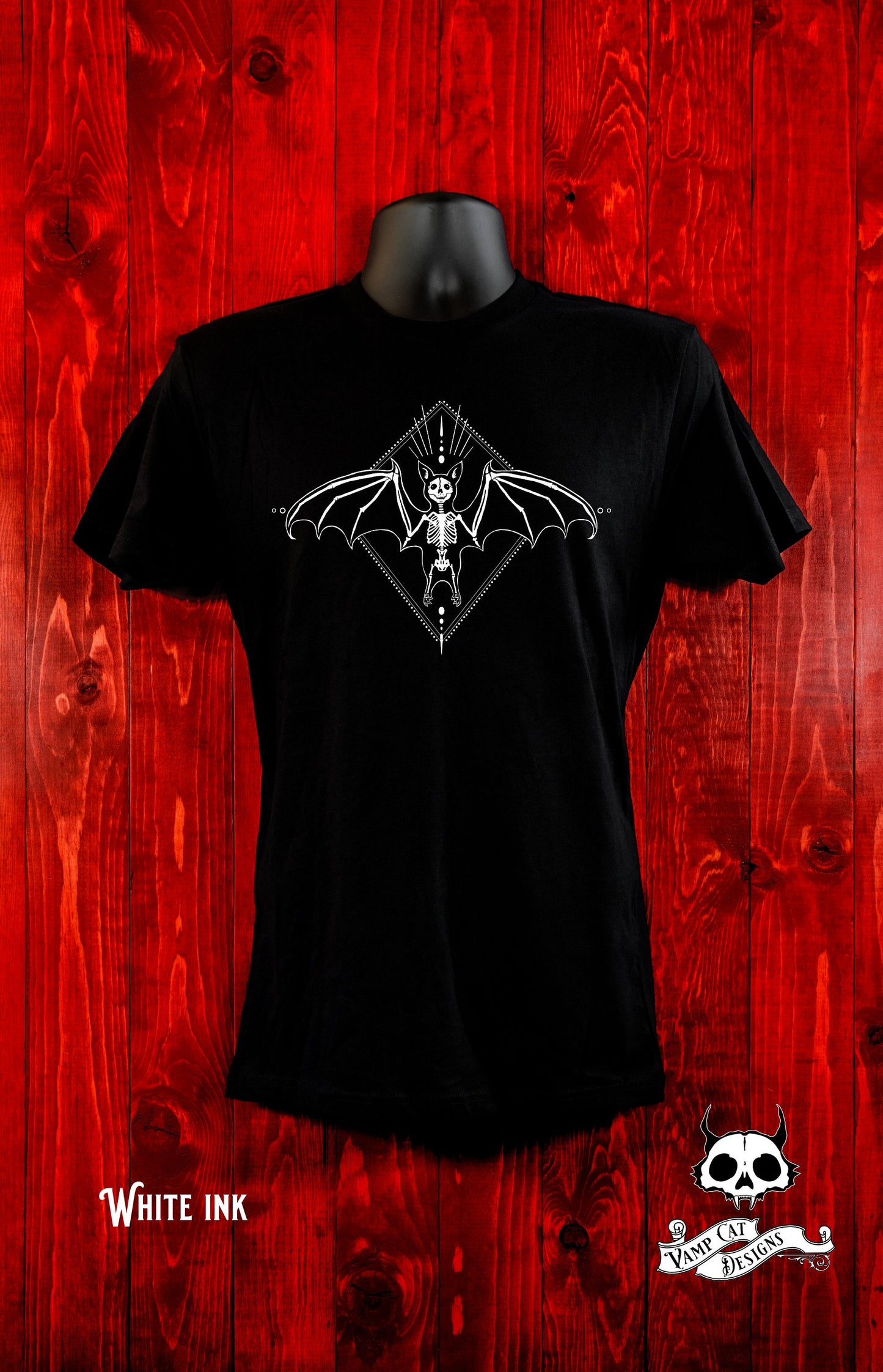 Skeleton Bat-T-Shirt-Gothic Clothing-Cryptic Art-Unisex Short Sleeve Tee-Skeleton Animals-Bats-Witchy Clothing-Graphic Tee-Winged Creatures