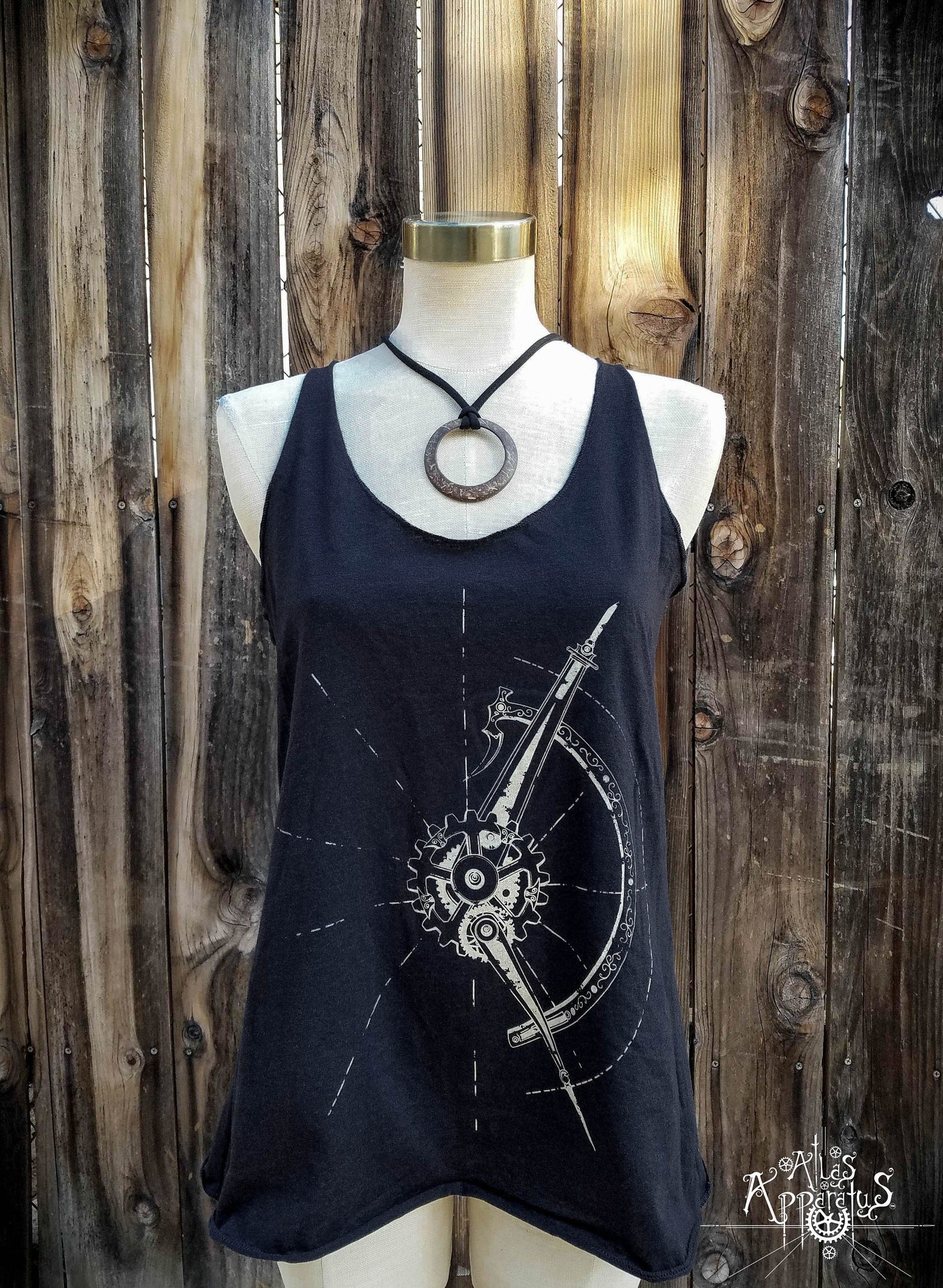Victorian Compass-Tank Top-Racerback-Gifts For Her-Steampunk Apparel-Illustration-Art Compass-Mathematical Gift-Comfy Wear-Engineer Gifts