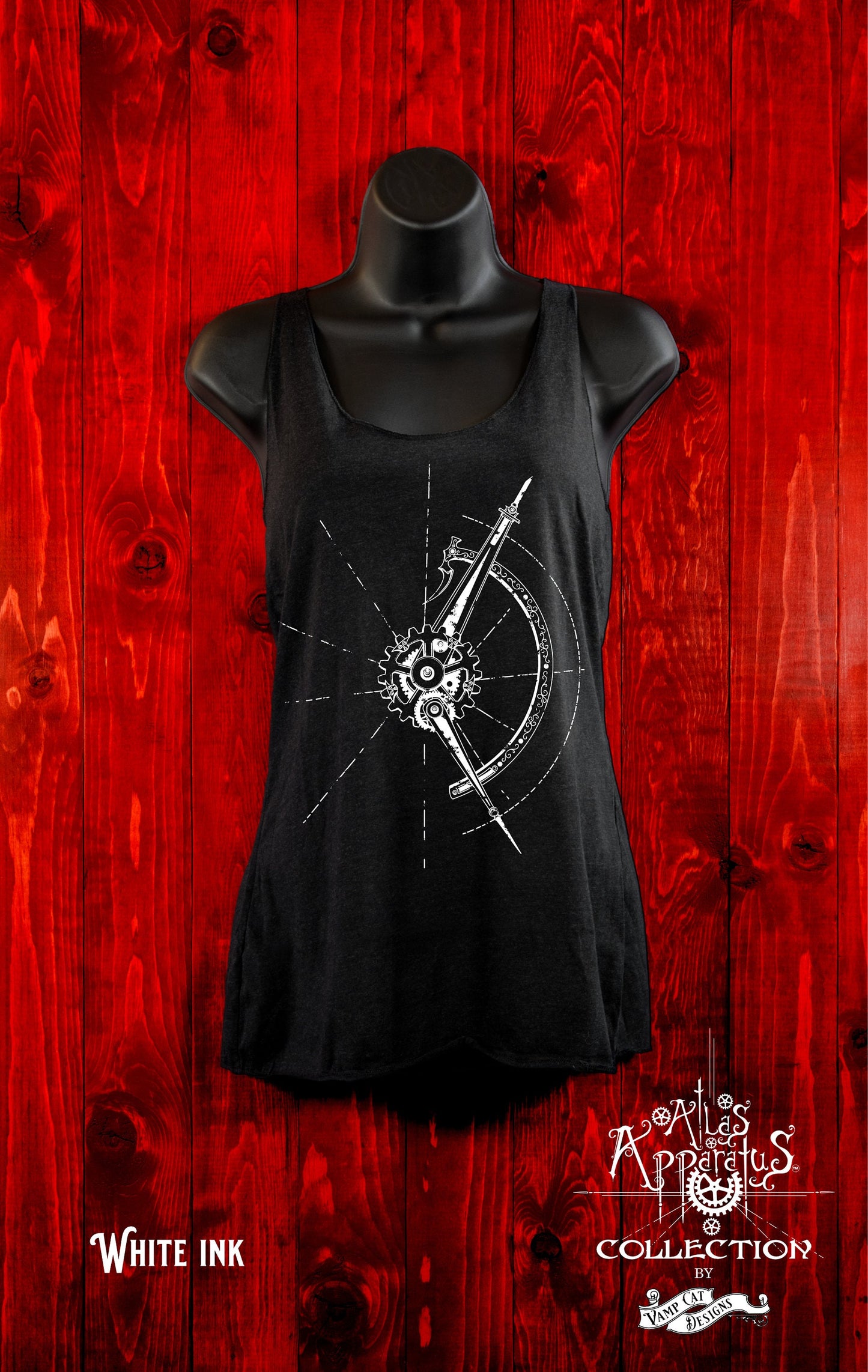 Victorian Compass-Tank Top-Racerback-Gifts For Her-Steampunk Apparel-Illustration-Art Compass-Mathematical Gift-Comfy Wear-Engineer Gifts