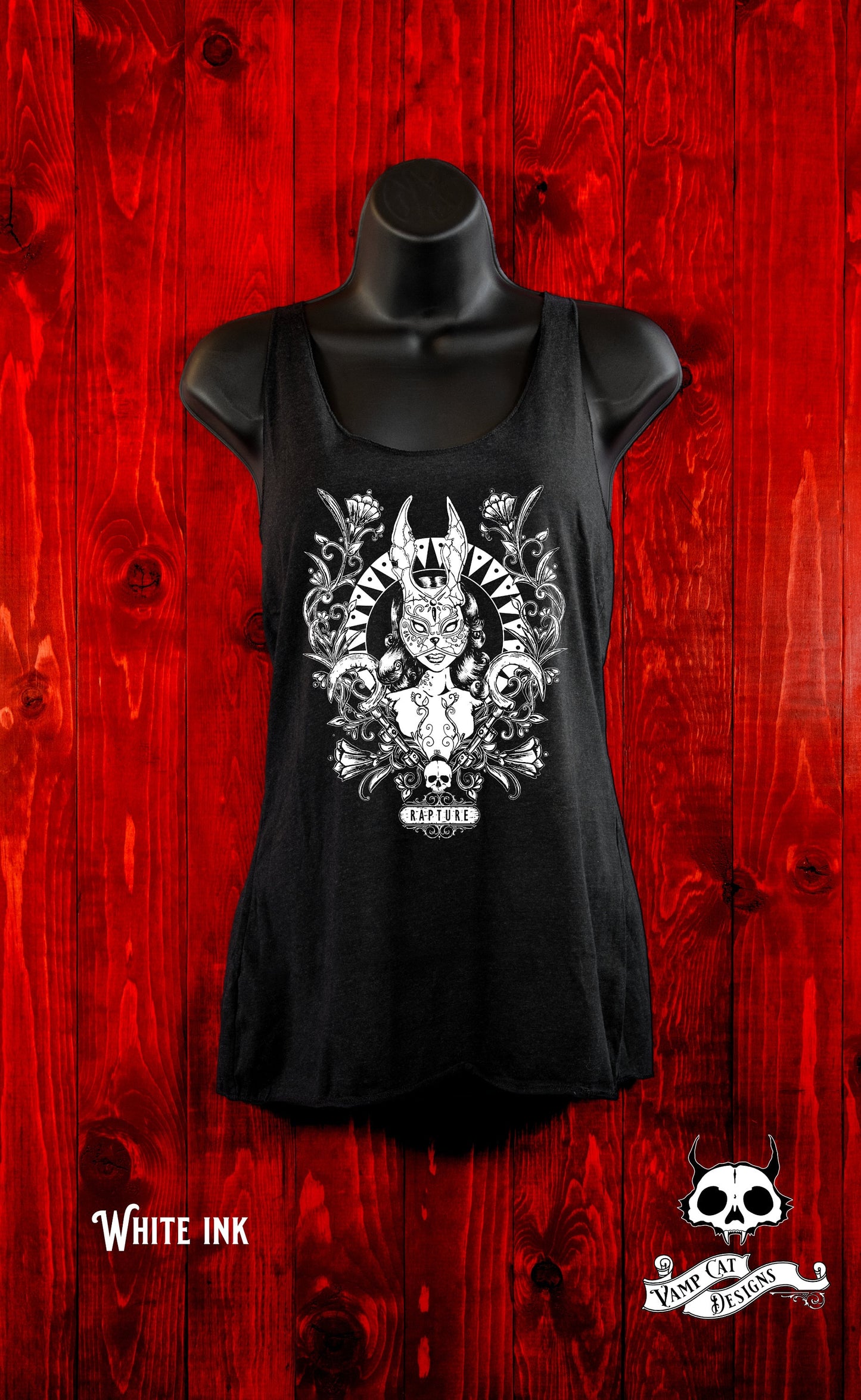 Bunny Splicer-Tank Top-Racer Back-Rapture-Fan Art-Dark Apparel-Video Game Tee-Women's Top-Gothic Tee-Gamer Art Tank Top-Floral Art
