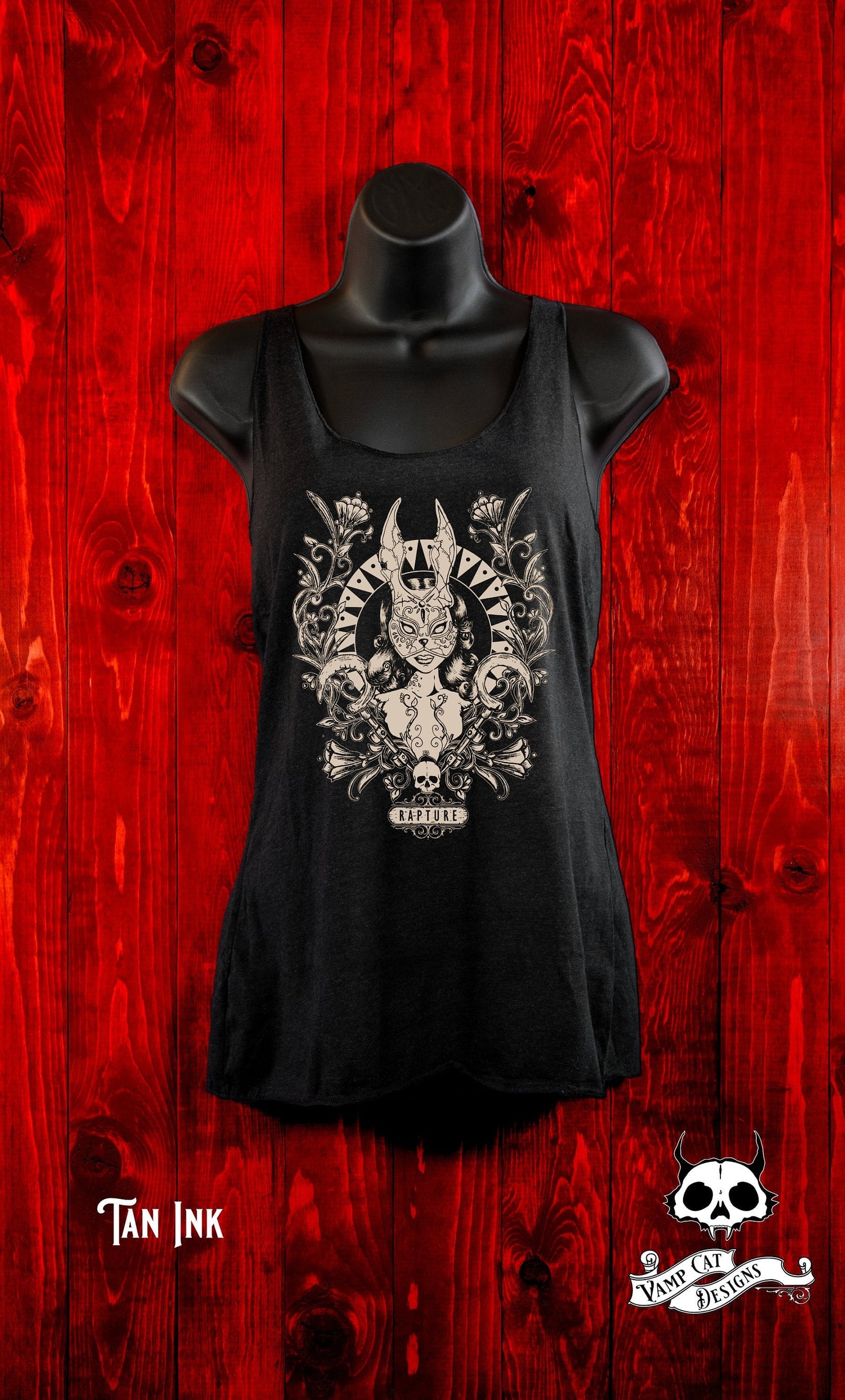 Bunny Splicer-Tank Top-Racer Back-Rapture-Fan Art-Dark Apparel-Video Game Tee-Women's Top-Gothic Tee-Gamer Art Tank Top-Floral Art