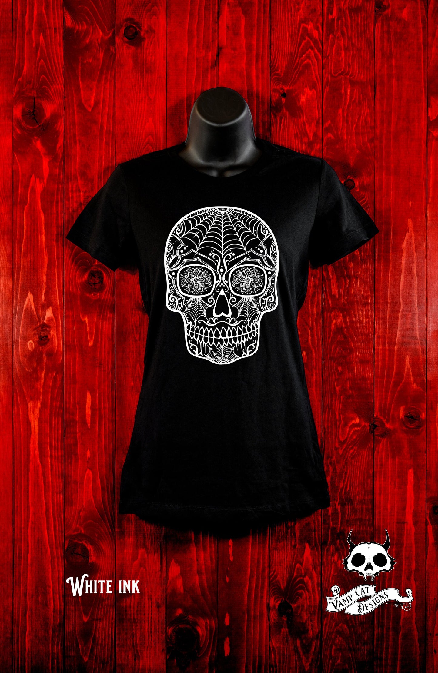 Day of The Dead Skull Shirt-Spider Sugar Skull-Women's Tee-Calavera-Arachnid lovers-Large Skull Design-Sugar Skull Shirt-Calavera Art