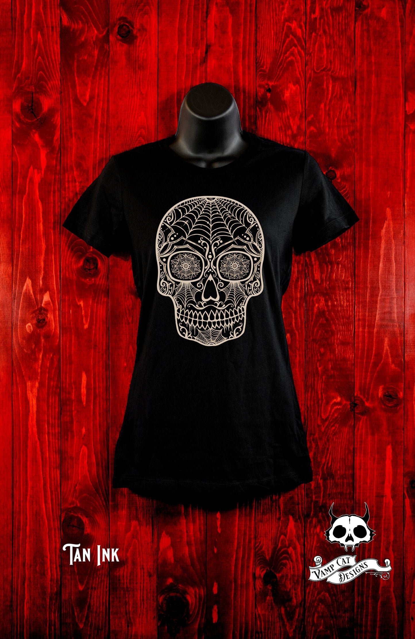 Day of The Dead Skull Shirt-Spider Sugar Skull-Women's Tee-Calavera-Arachnid lovers-Large Skull Design-Sugar Skull Shirt-Calavera Art
