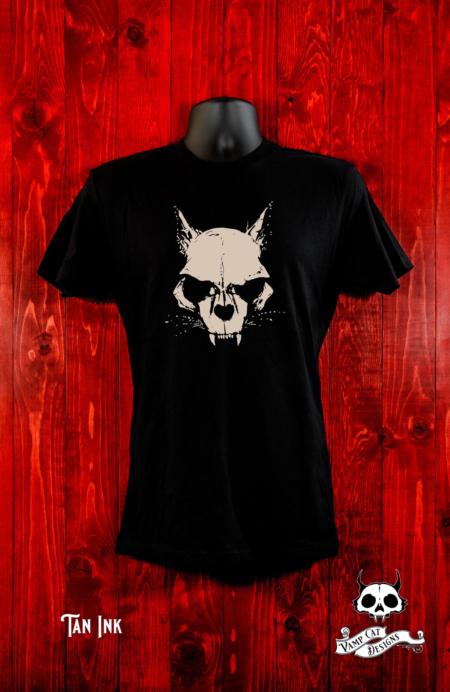 Skull Cat -Unisex Jersey Tee-Cat Apparel-Cats-Animal Skull-Cat art-Evil Cat-Men and Women-Gothic Clothing-Witchy-Cat Lover Gifts-Casual Wear