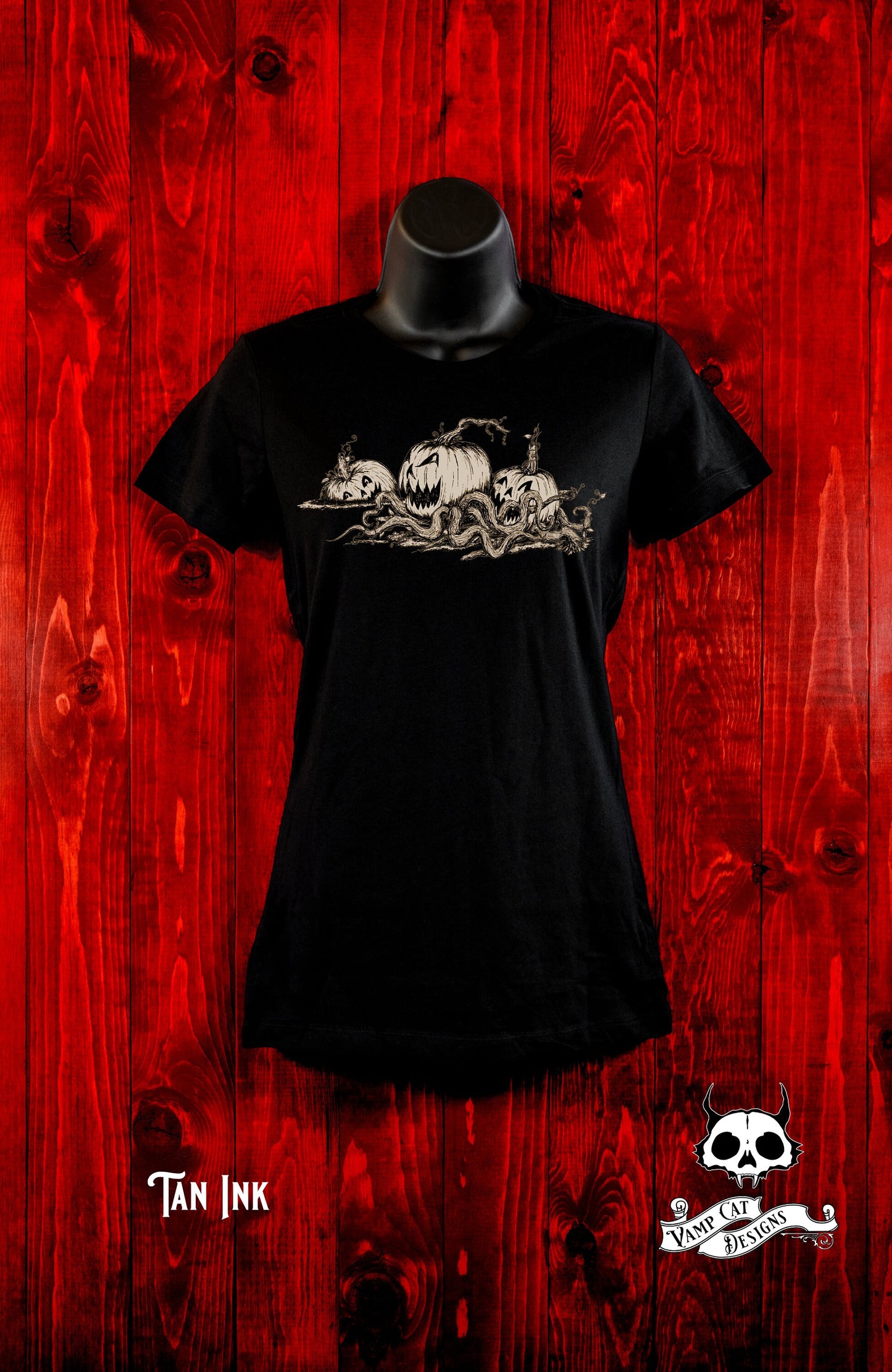 Jack O' Lanterns Alive-Women's Tee-Pumpkin Art-Dark Apparel-Halloween Tee-Gothic Tee-Scary Jack O' Lanterns-Halloween Art