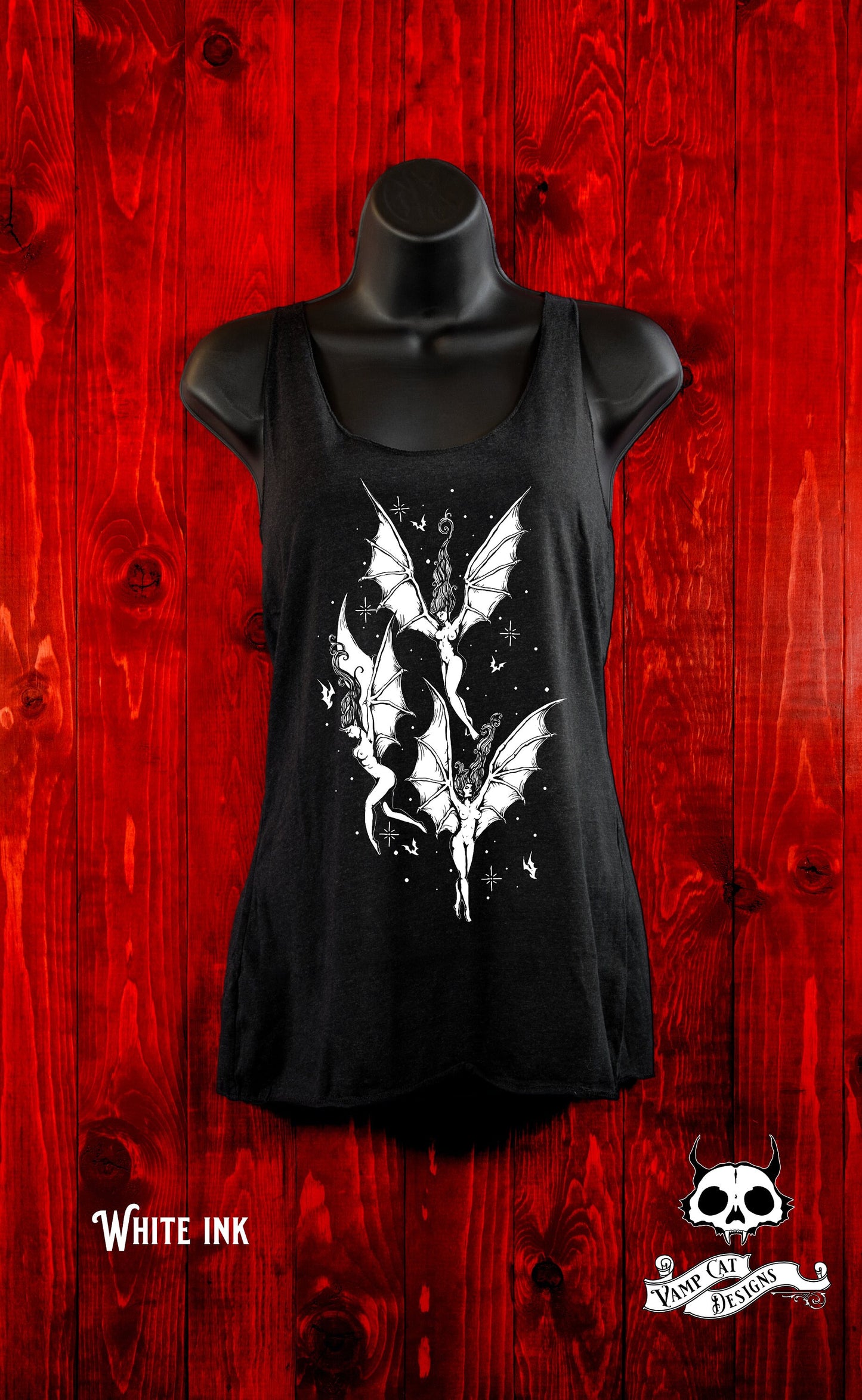 Flight Of The Succubus-Tank Top-Racer Back-Folklore Art-Witchy-Dark Apparel-Demon Girls-Women's Top-Gothic Art-Dark Apparel Art