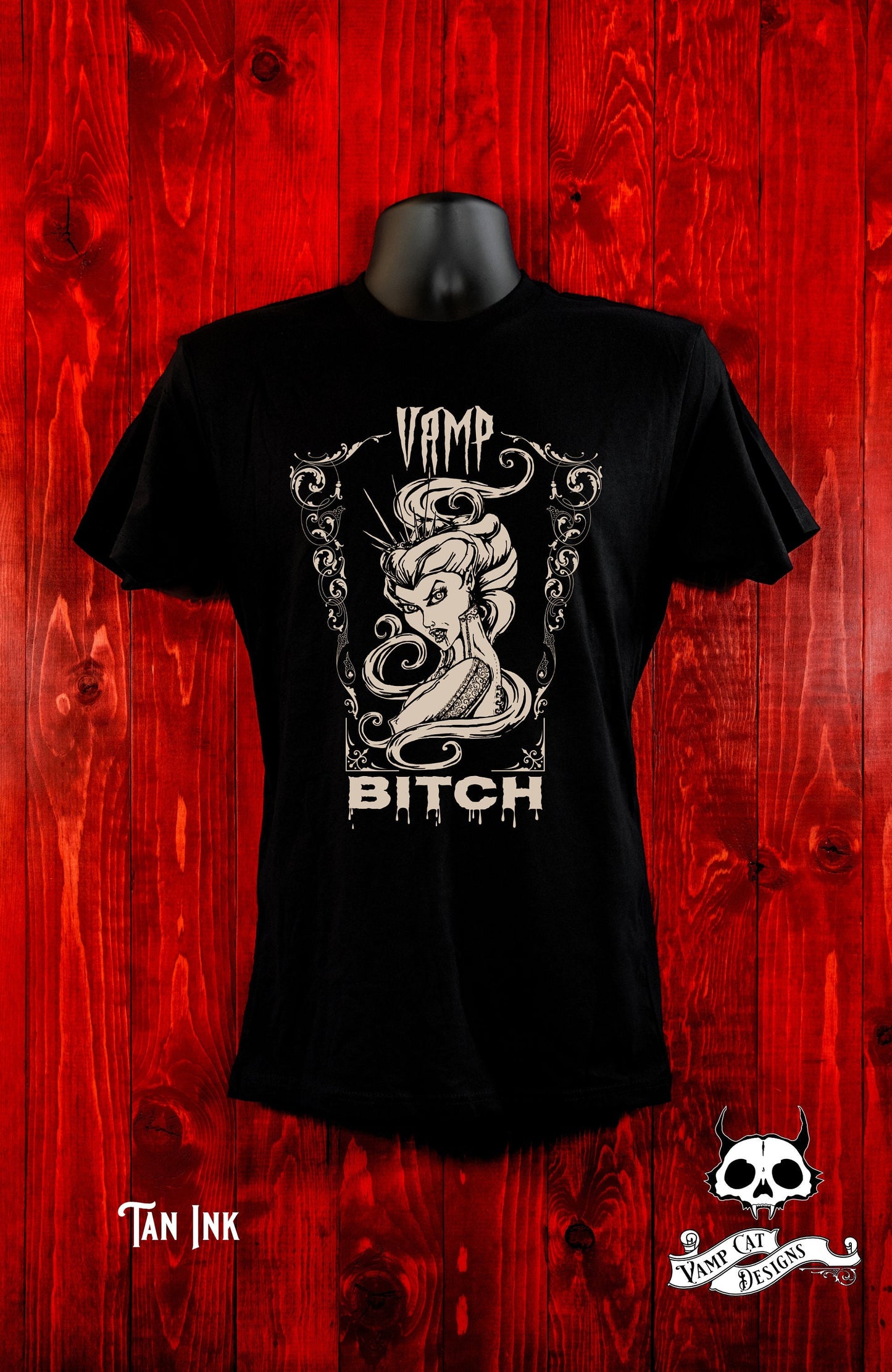 Vamp Bitch-Unisex T-Shirt-Dark Art Apparel-Horror Art-Men and Women-Gothic Clothing-Vampire Art-Dark Humor Shirt-Vampire Shirt-Bitch Shirt