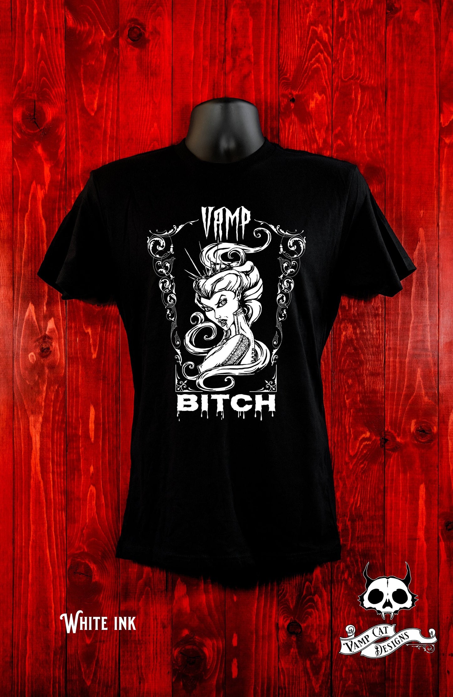 Vamp Bitch-Unisex T-Shirt-Dark Art Apparel-Horror Art-Men and Women-Gothic Clothing-Vampire Art-Dark Humor Shirt-Vampire Shirt-Bitch Shirt