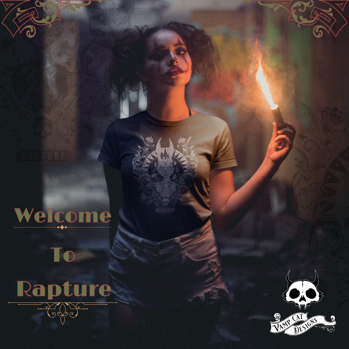 Bunny Splicer-Unisex Jersey Tee-Rapture-Fan Art-Dark Apparel-Video Game Tee-Men and Womens-Gothic Tee-Gamer Art Tank Top-Floral Art