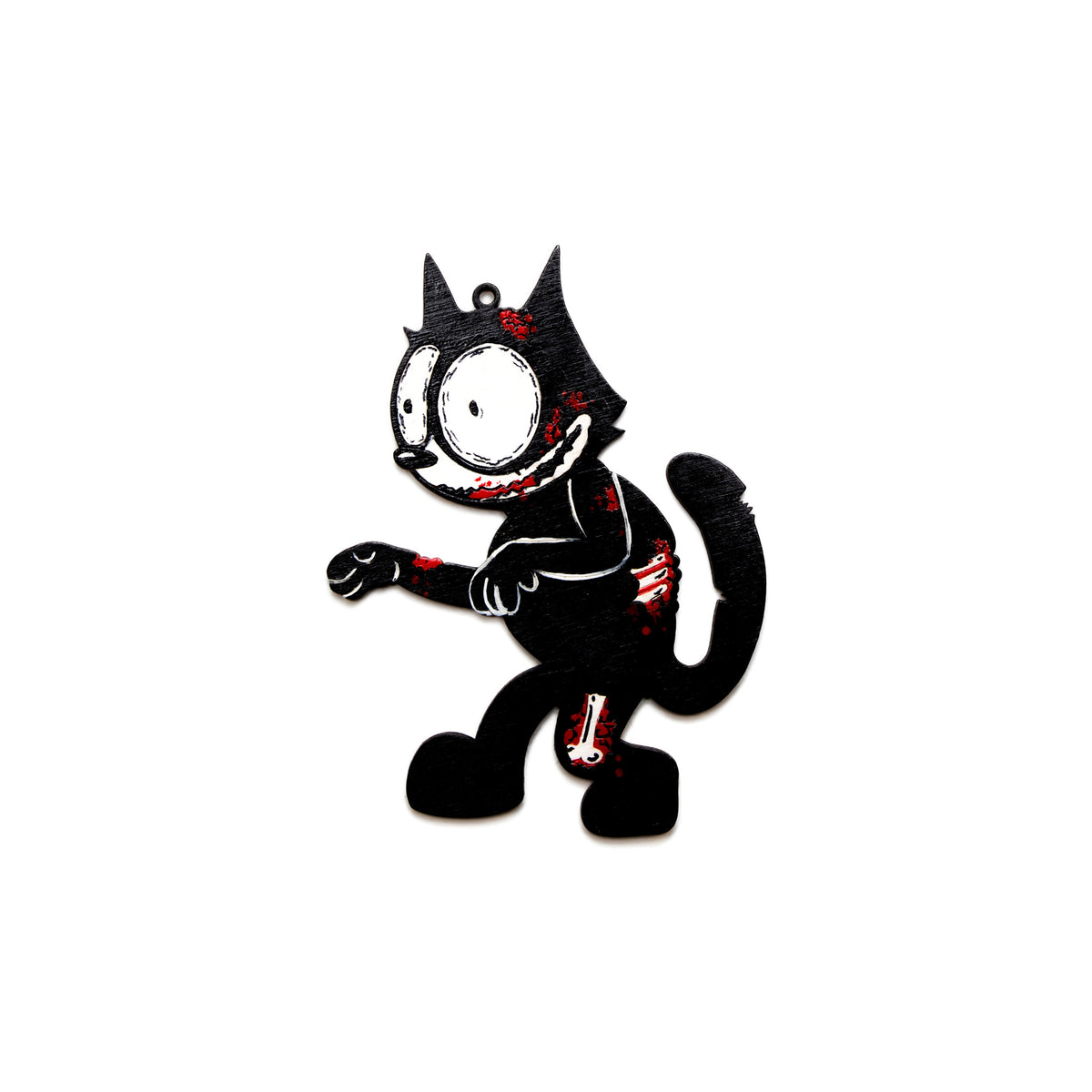 Zombie Felix Hand Painted Wood Ornament-Dark Collection Decor-Cat Ornaments-Gothic-Zombie Art-Vintage Cat-Cartoon Zombie Cat-Creepmas Decor