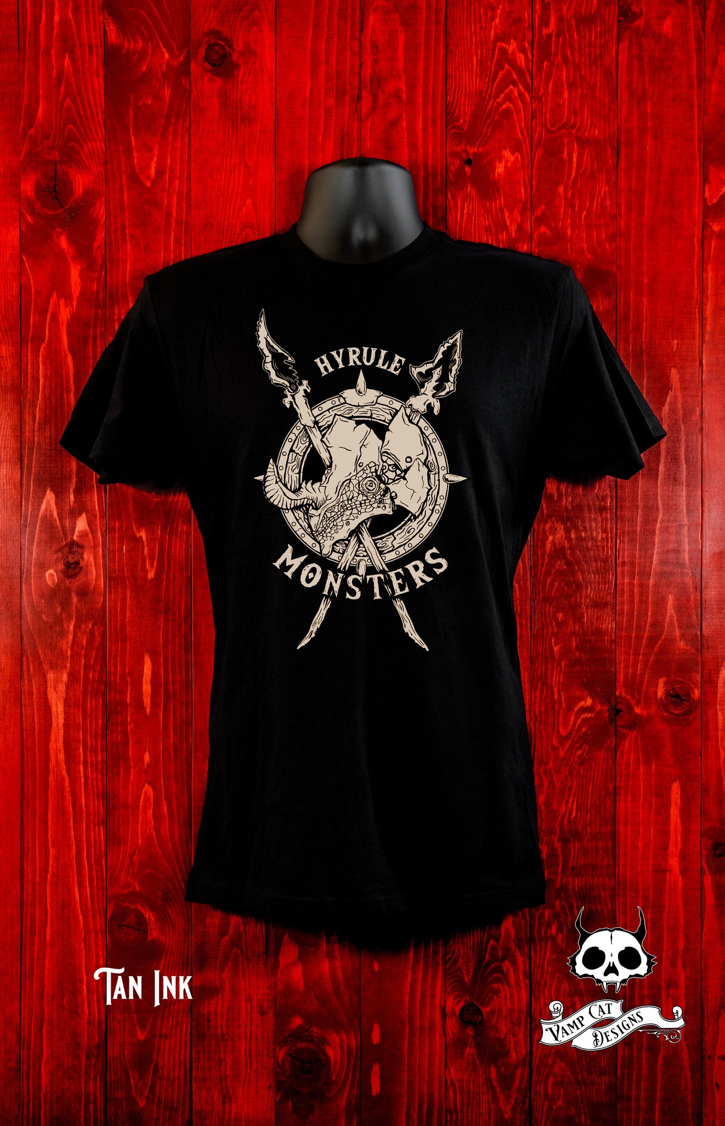 Lizafalos Monster-Unisex Graphic Tee-Illustration-Monster Art T-shirt-Video Game Fan Art-Lizard Monsters Emblem-Villains-Fantasy Creatures