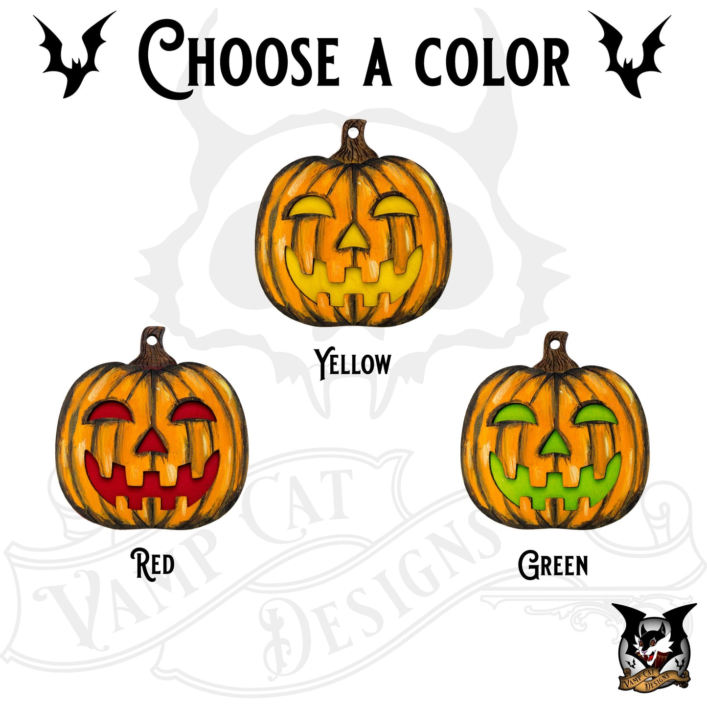 Happy Jack Hand Painted Wood Ornament-Creepmas Holiday Home Decor-Jack O' Lantern Ornament-Gothic Home-Two Layer-Three Color Options-Pumpkin