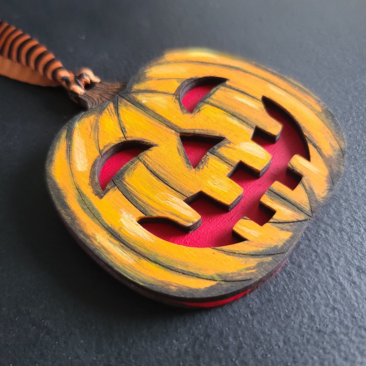 Happy Jack Hand Painted Wood Ornament-Creepmas Holiday Home Decor-Jack O' Lantern Ornament-Gothic Home-Two Layer-Three Color Options-Pumpkin