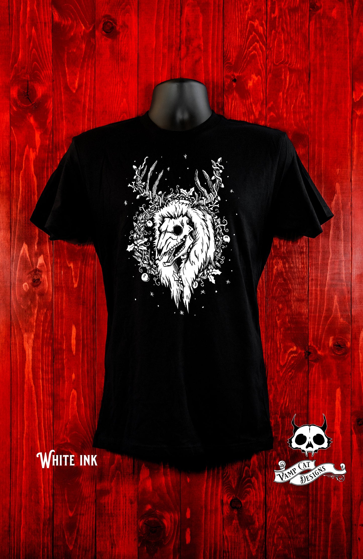 Yule Skull Deer T-shirt-Unisex-Witchy Christmas-Animal Skull Art-Christmas Shirt-Graphic Tee-Dark Holiday-Buck Skulls-Original Illustration