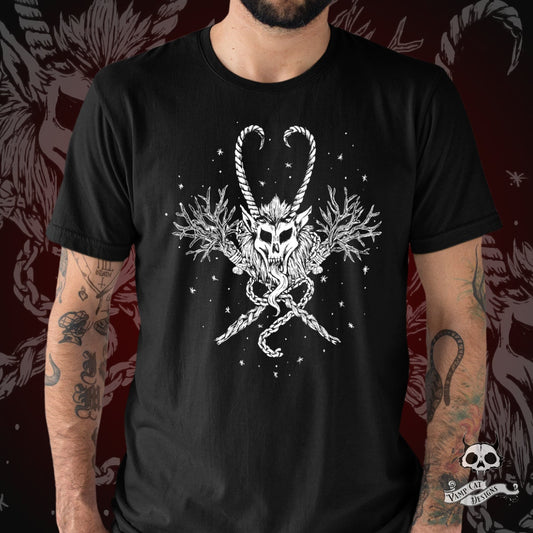 Krampus T-Shirt-Krampus Skull Emblem-Creepmas-Unisex Tee-Dark Holiday Art-Devil-Horror Krampus-Christmas-Graphic Tee-Original Illustration