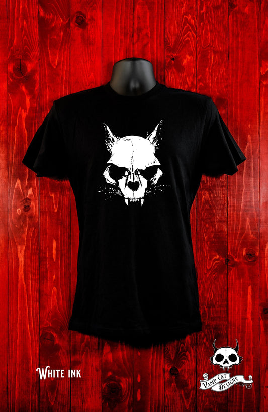 Skull Cat -Unisex Jersey Tee-Cat Apparel-Cats-Animal Skull-Cat art-Evil Cat-Men and Women-Gothic Clothing-Witchy-Cat Lover Gifts-Casual Wear
