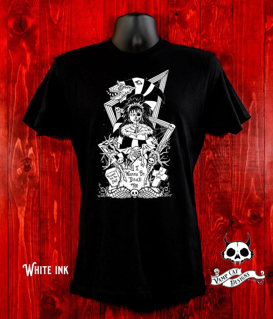 Dead Lydia-T-Shirt-Unisex Tee-Movie Fan Art-Hand Drawn-Dark Art-Sandworm Art-Ghost Girl-Men And Women's Shirt-Gothic Art-80s Movie Inspired