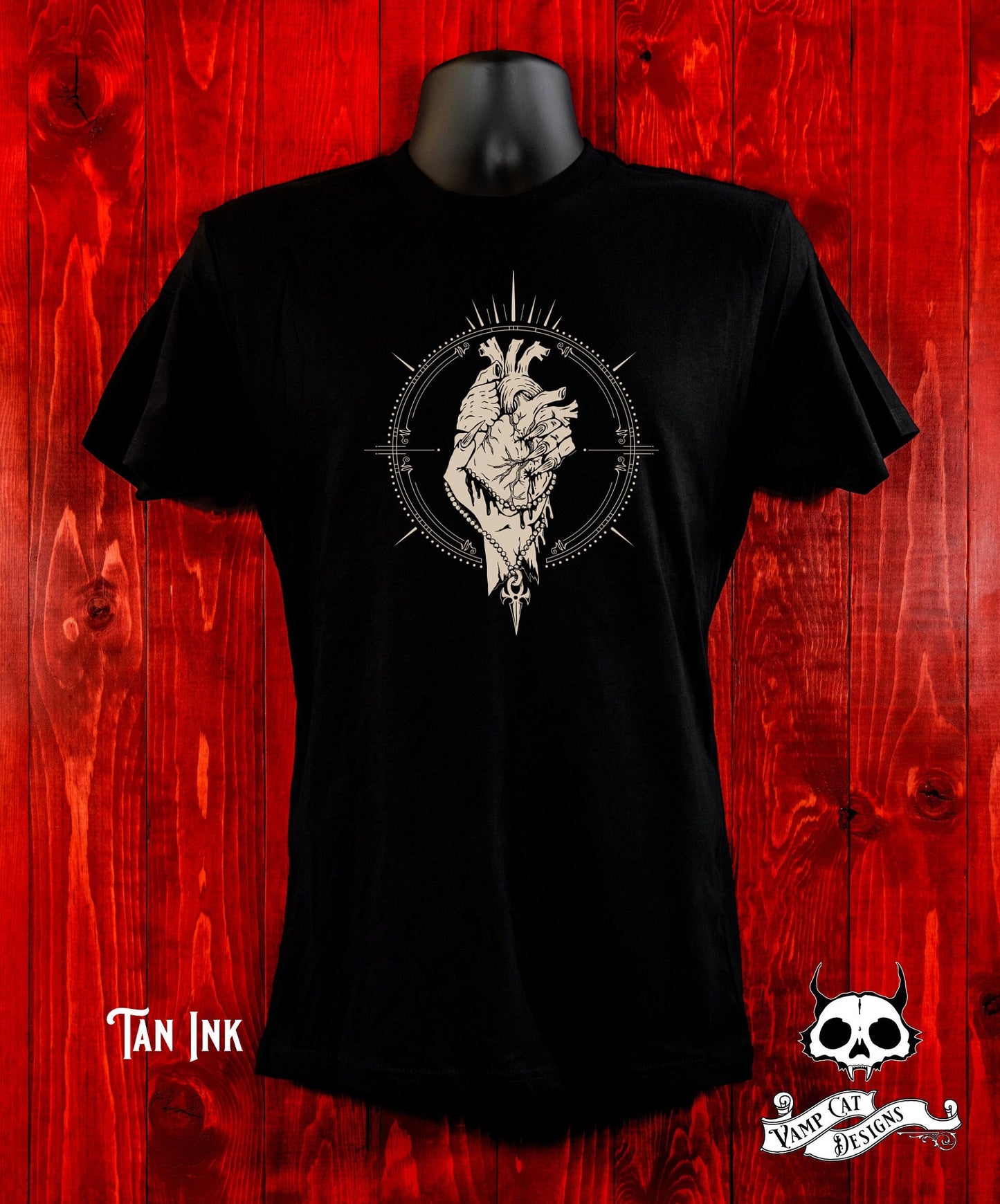 Vampire's Heart T-shirt-Unisex And Women's Tees-Vampire Love Graphic Tee-Bloody Heart Emblem-Hand Holding Heart Shirt-Vampire Art-Anatomical