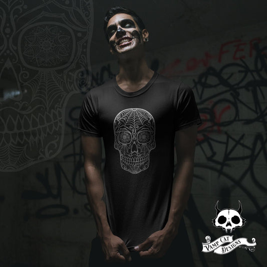 Dia De Los Muertos Shirt-Spider Sugar Skull-Unisex Tee-Men and Women's Tee-Calavera-Day of The Dead Skull Tee-Arachnid lovers-Large Skull