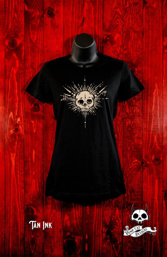 Cryptic Skull-Women's Tee-Occult Art-Dark Apparel-Witchy Skull-Gothic Tee-Cryptic Art Tee-Skull Shirt-Skull Lovers-Witchy Shirt