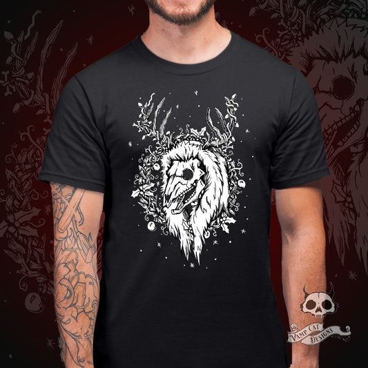 Yule Skull Deer T-shirt-Unisex-Witchy Christmas-Animal Skull Art-Christmas Shirt-Graphic Tee-Dark Holiday-Buck Skulls-Original Illustration