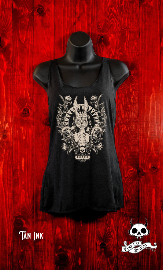 Bunny Splicer-Tank Top-Racer Back-Rapture-Bioshock Fan Art-Dark Apparel-Video Game Tee-Women's Top-Gothic Tee-Gamer Art Tank Top-Floral Art