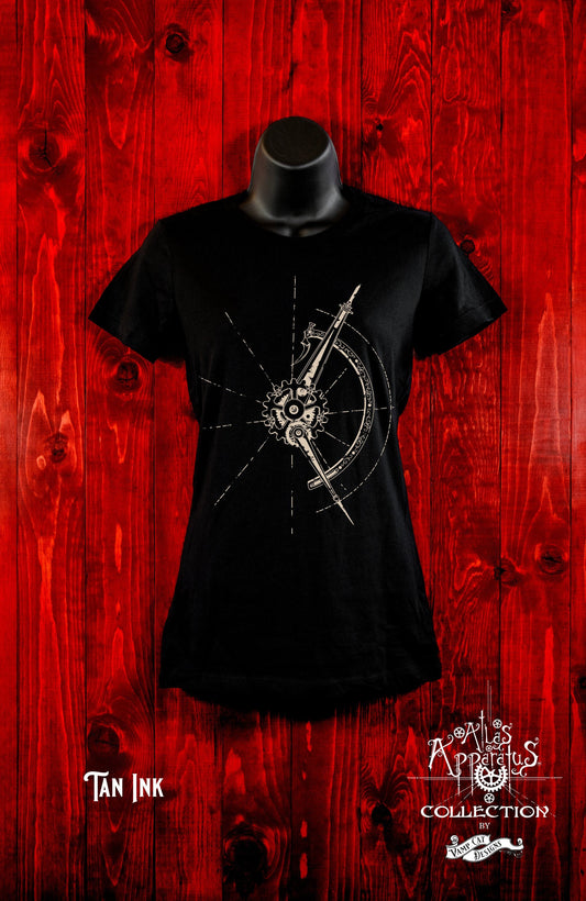 Victorian Compass-Women's Tee-Art Compass-Steampunk Apparel-Artist T-shirt-Casual Wear-Compass Shirt-Mathematical Gifts-Artist Gifts-Vintage