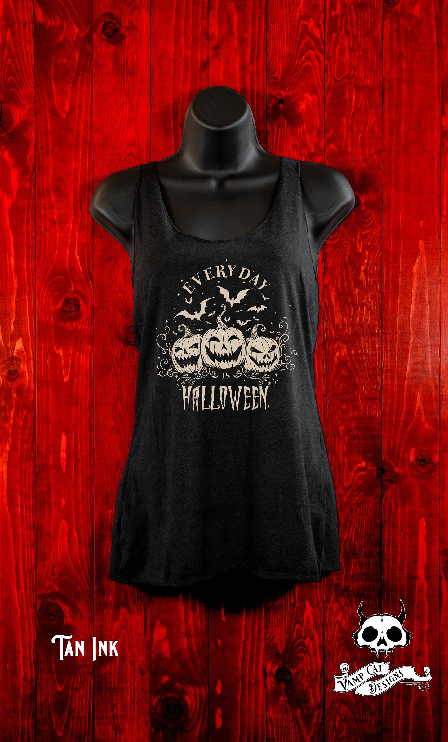 Everyday Is Halloween-Tank Top-Racer Back-Jack O' Lanterns And Bats-Halloween Shirt-Witchy-Halloween Apparel-Women's Top-Gothic
