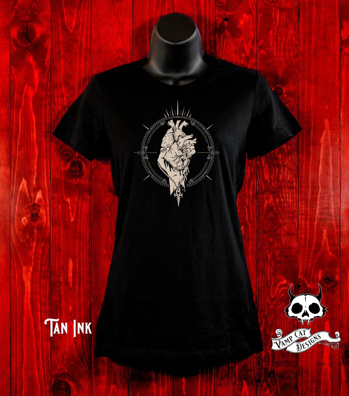 Vampire's Heart T-shirt-Unisex And Women's Tees-Vampire Love Graphic Tee-Bloody Heart Emblem-Hand Holding Heart Shirt-Vampire Art-Anatomical