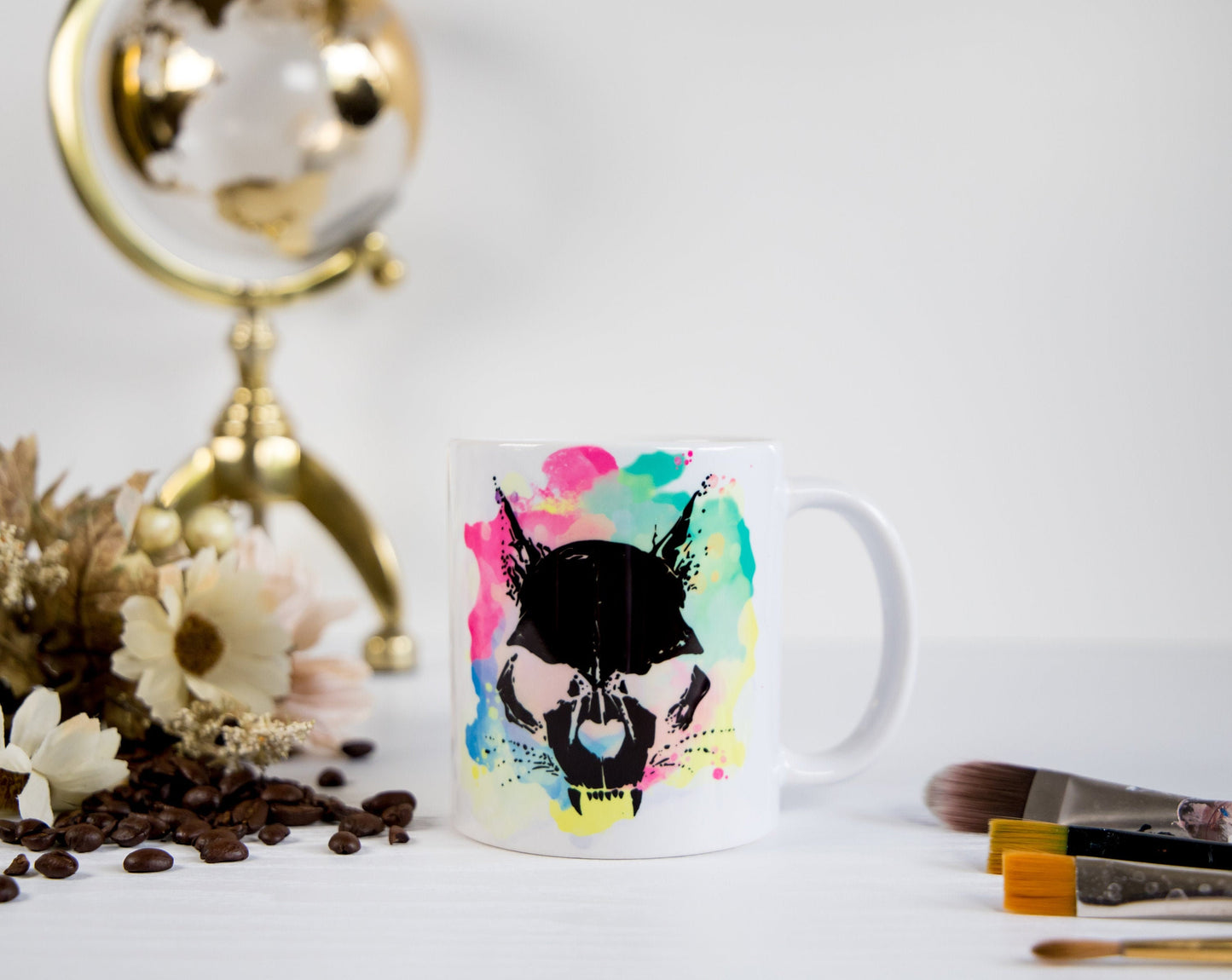 Skull Cat Watercolor Edition Coffee Mug-Ceramic Coffee Cup-Cat Lovers Gifts-11 oz. Mug-Animal Skull Art