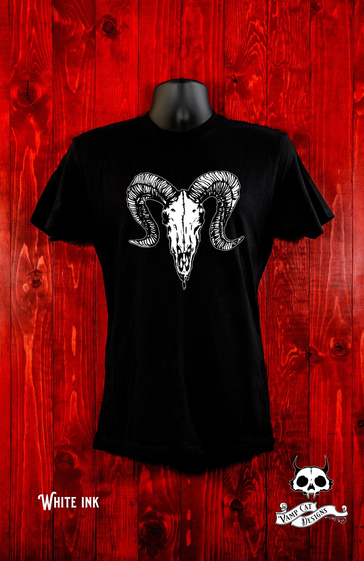 Dark Ram Skull-Unisex Jersey Tee-Dark Apparel-Gothic Gifts-Illustration-Ram T-shirt-Animal Skull-Silkscreen art-Women's-Men's-Occult Apparel
