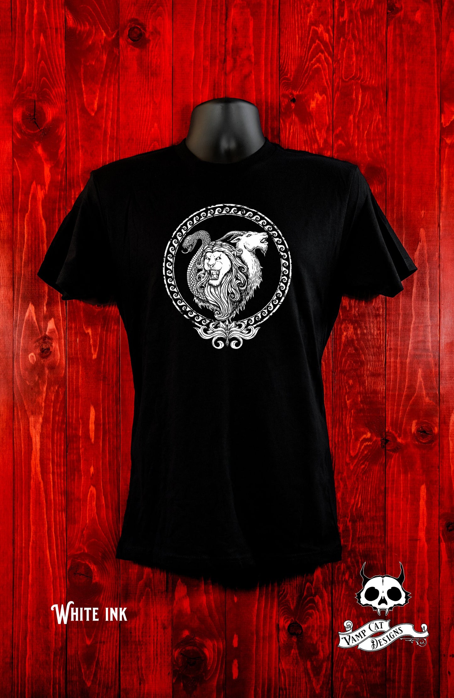 Chimera-Unisex Jersey Tee-Mythical Creature-Greek-Monster Tee-Men And Women Apparel-Greek Mythology Art-Lions And Snakes Art-Silk Screen Tee