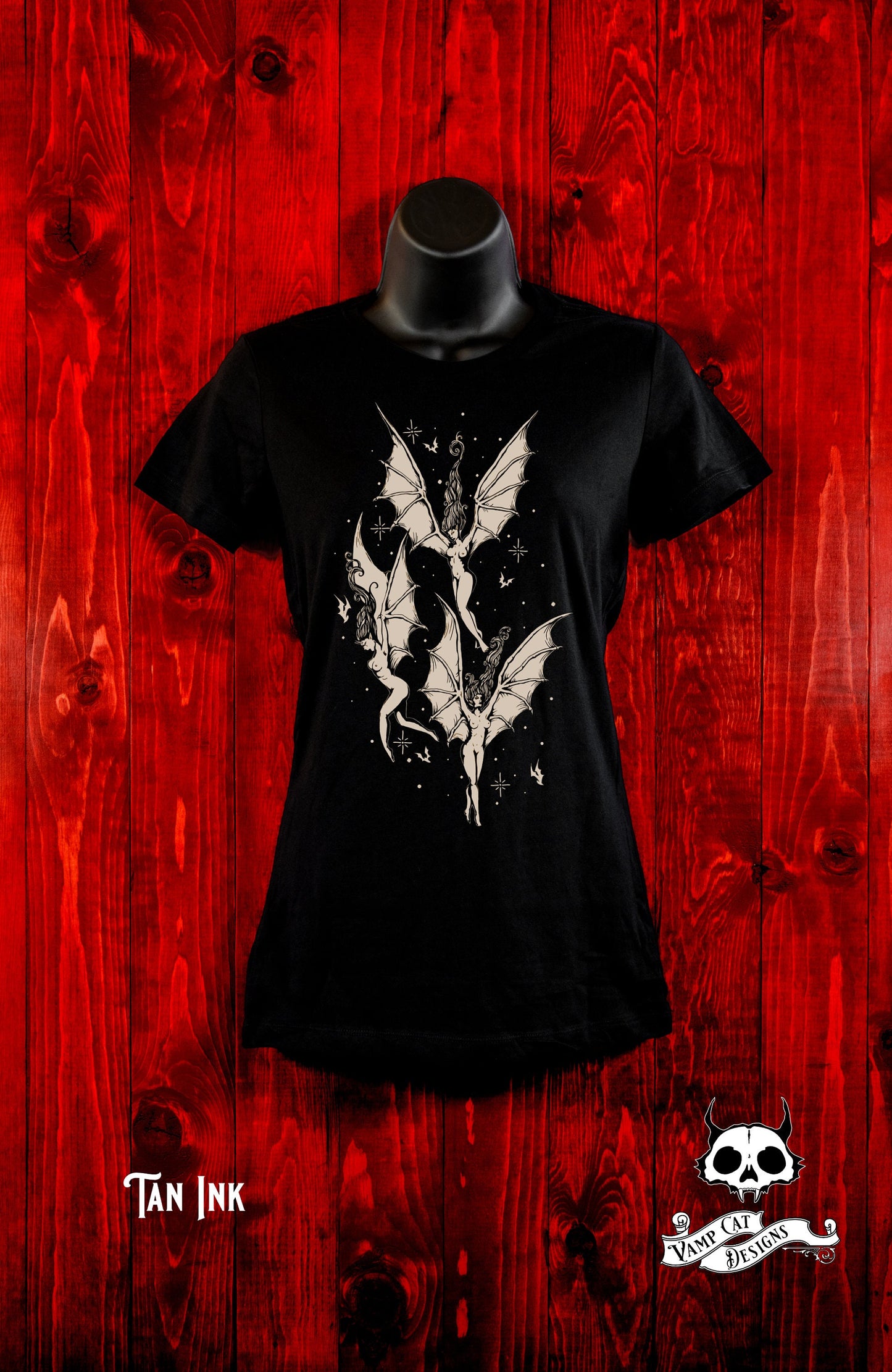 Flight Of The Succubus-Women's Tee-Folklore Art-Dark Apparel-Witchy Tee-Women's Top-Gothic Tee-Female Demons-Succubus Art Tee