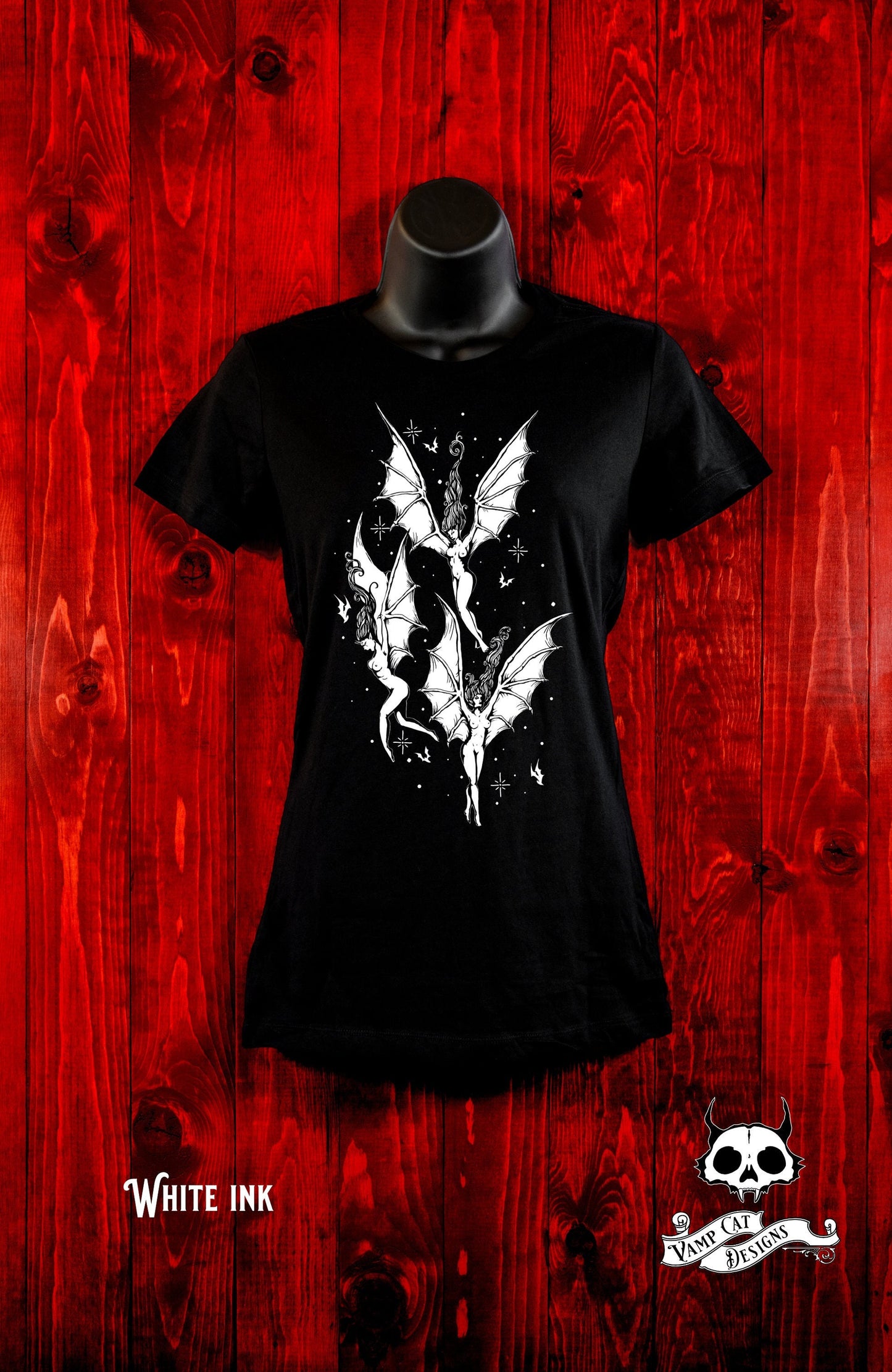 Flight Of The Succubus-Women's Tee-Folklore Art-Dark Apparel-Witchy Tee-Women's Top-Gothic Tee-Female Demons-Succubus Art Tee