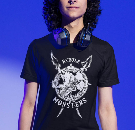 Lizafalos Monster-Unisex Graphic Tee-Illustration-Monster Art T-shirt-Video Game Fan Art-Lizard Monsters Emblem-Villains-Fantasy Creatures