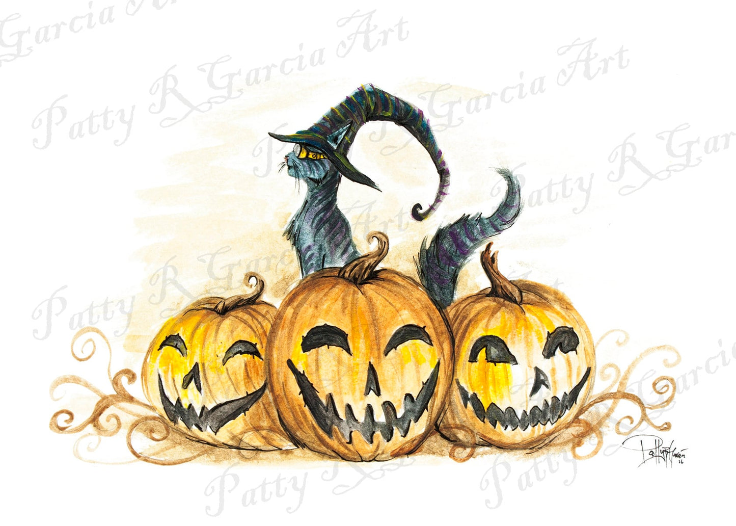 Steampunk Halloween Cat- Art Print-Illustration-Prints-Steampunk Art-Gothic Art-Home Decor-Halloween-Decor-Painting-Cat Lovers-Cat Art Print
