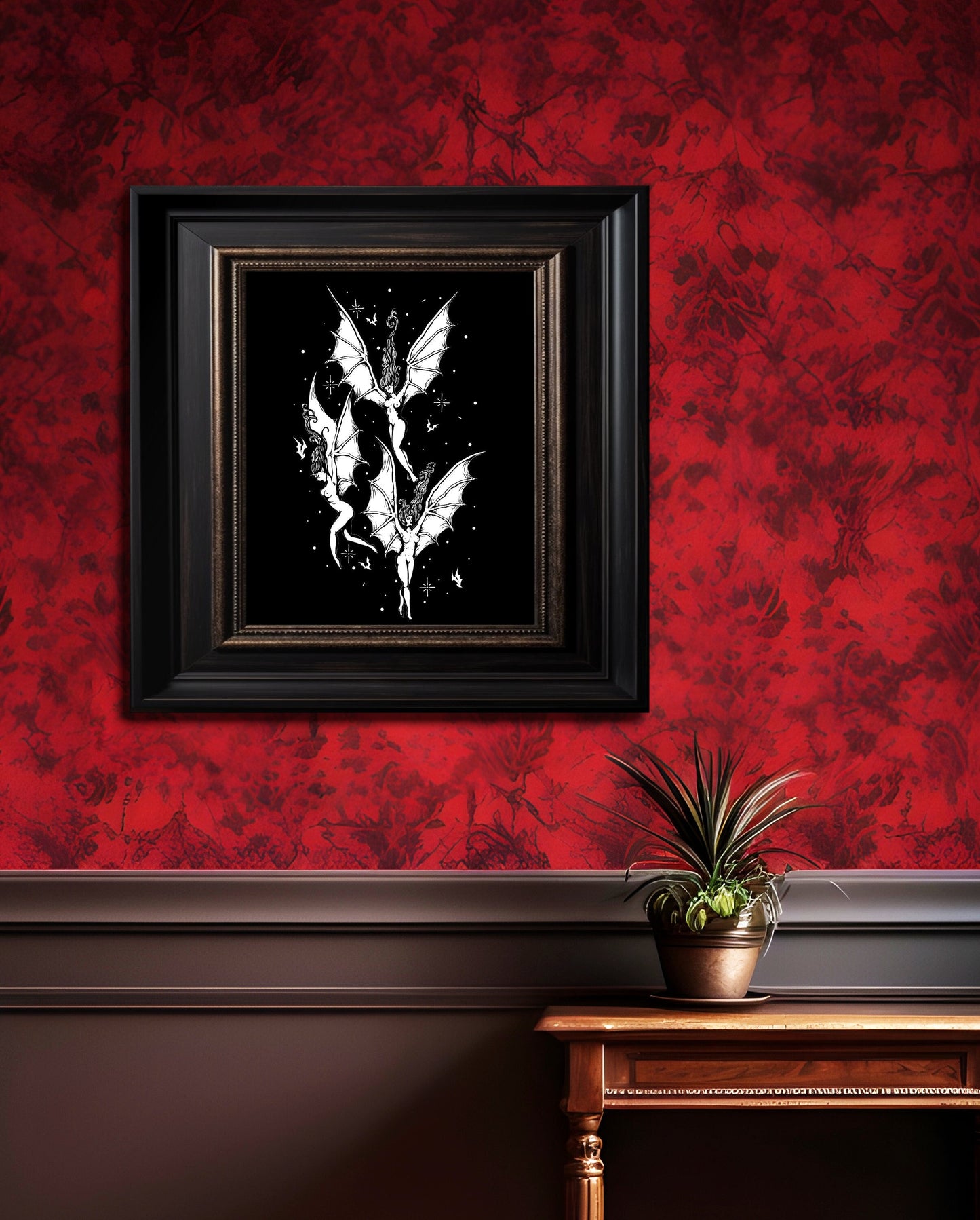 Flight Of The Succubus ART PRINT-Dark Folklore Art-Demon Girls-Gothic Art-Home Wall Decor-Gothic Home-Mythical Creatures-Gothic Decor Print