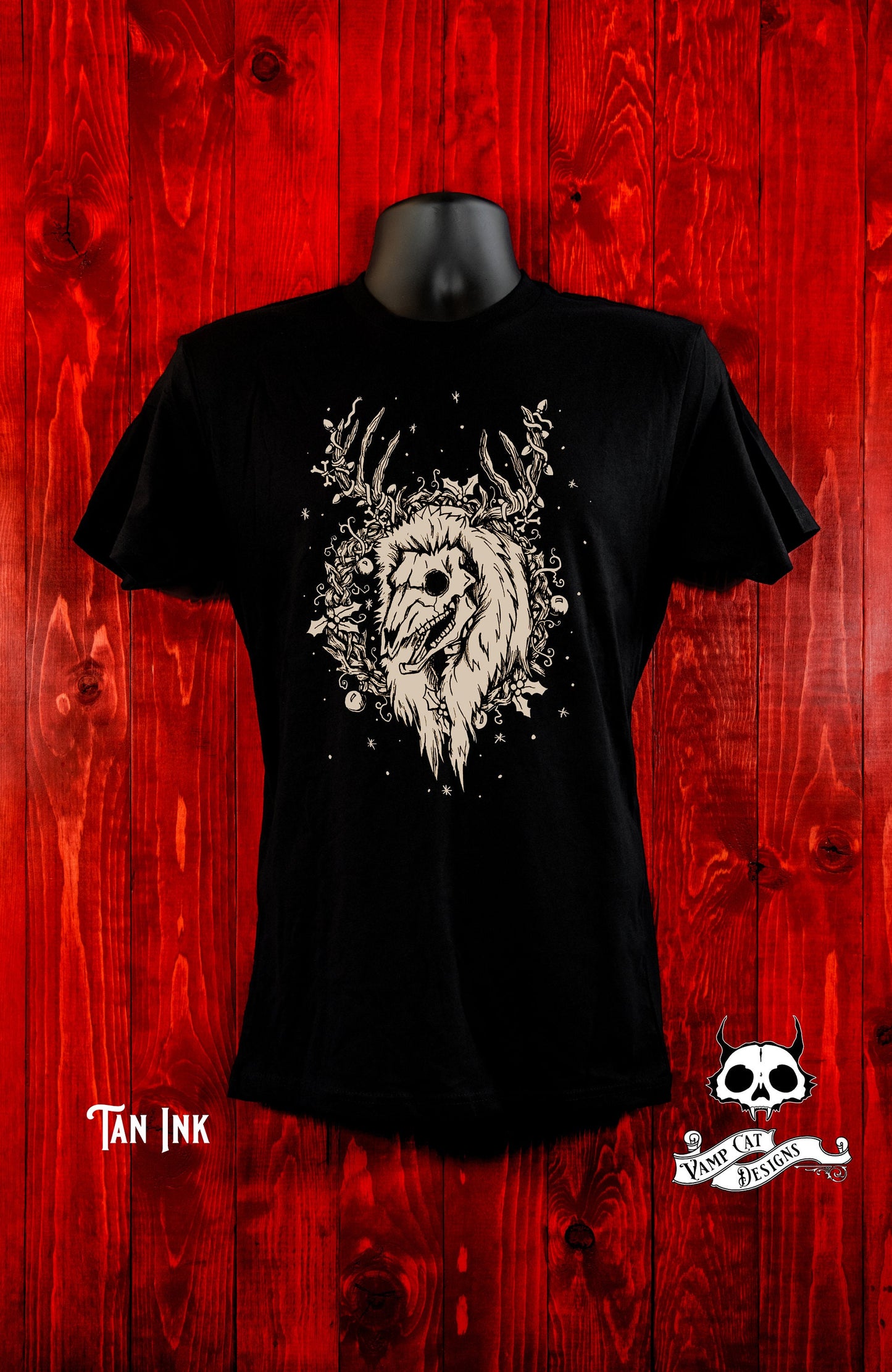 Yule Skull Deer T-shirt-Unisex-Witchy Christmas-Animal Skull Art-Christmas Shirt-Graphic Tee-Dark Holiday-Buck Skulls-Original Illustration